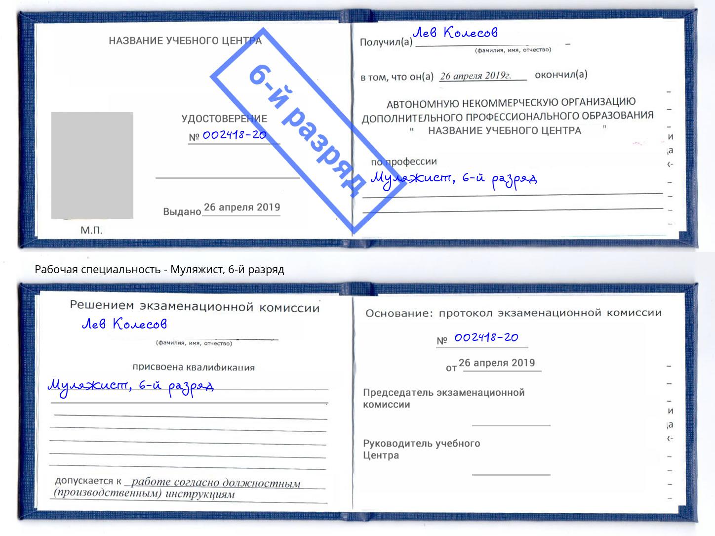 корочка 6-й разряд Муляжист Новозыбков