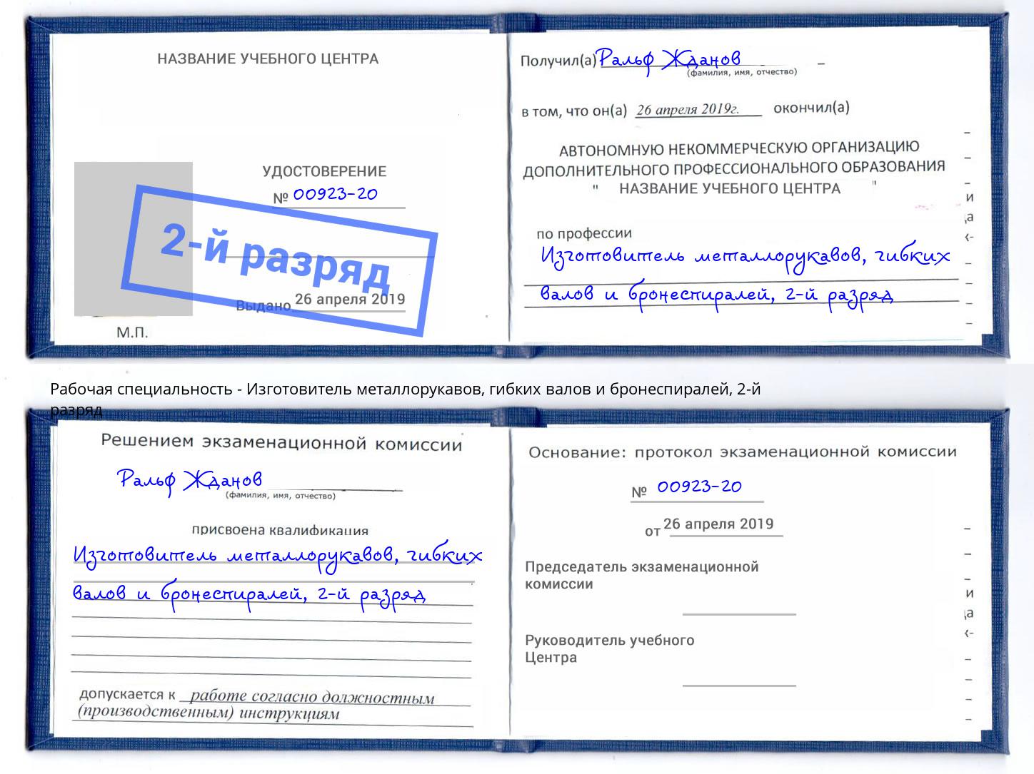 корочка 2-й разряд Изготовитель металлорукавов, гибких валов и бронеспиралей Новозыбков